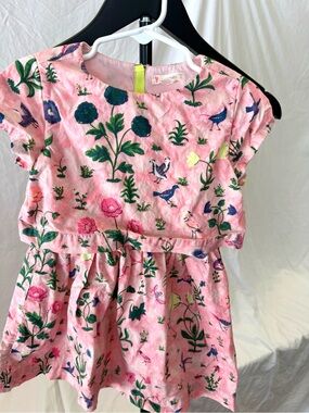 Crewcuts Pink Floral & Bird Print Dress
